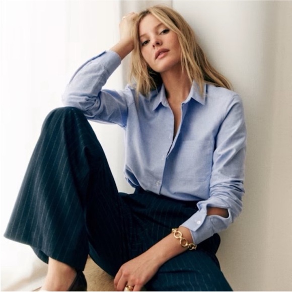 Sezane Tops - Sezane Tomboy Light Blue Cotton Button Down Shirt